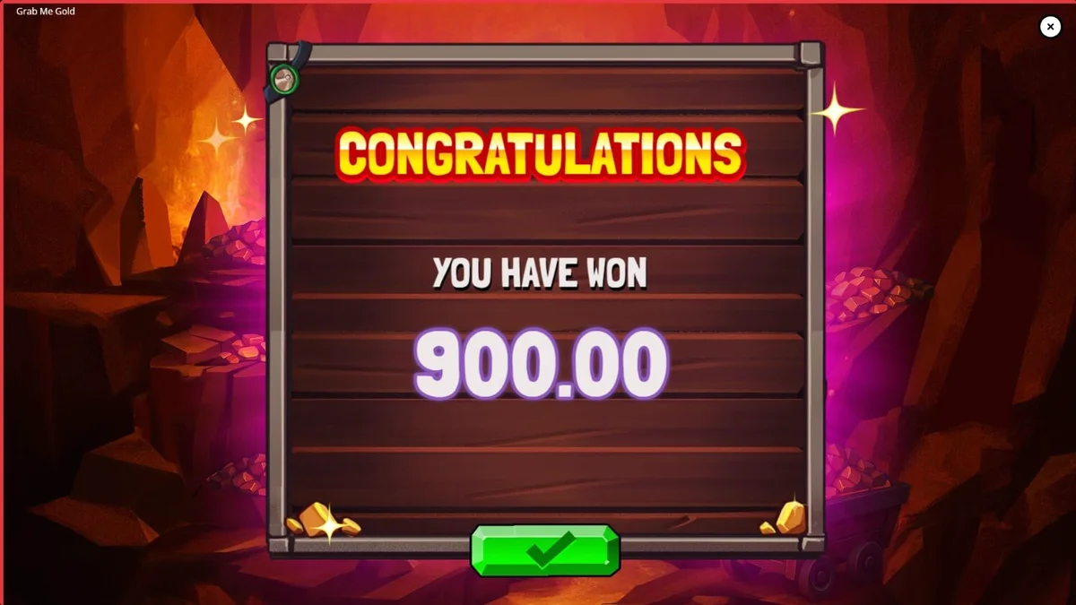 Tampilan visual grid 6x5 pada slot Grab Me Gold dengan tema pertambangan emas.